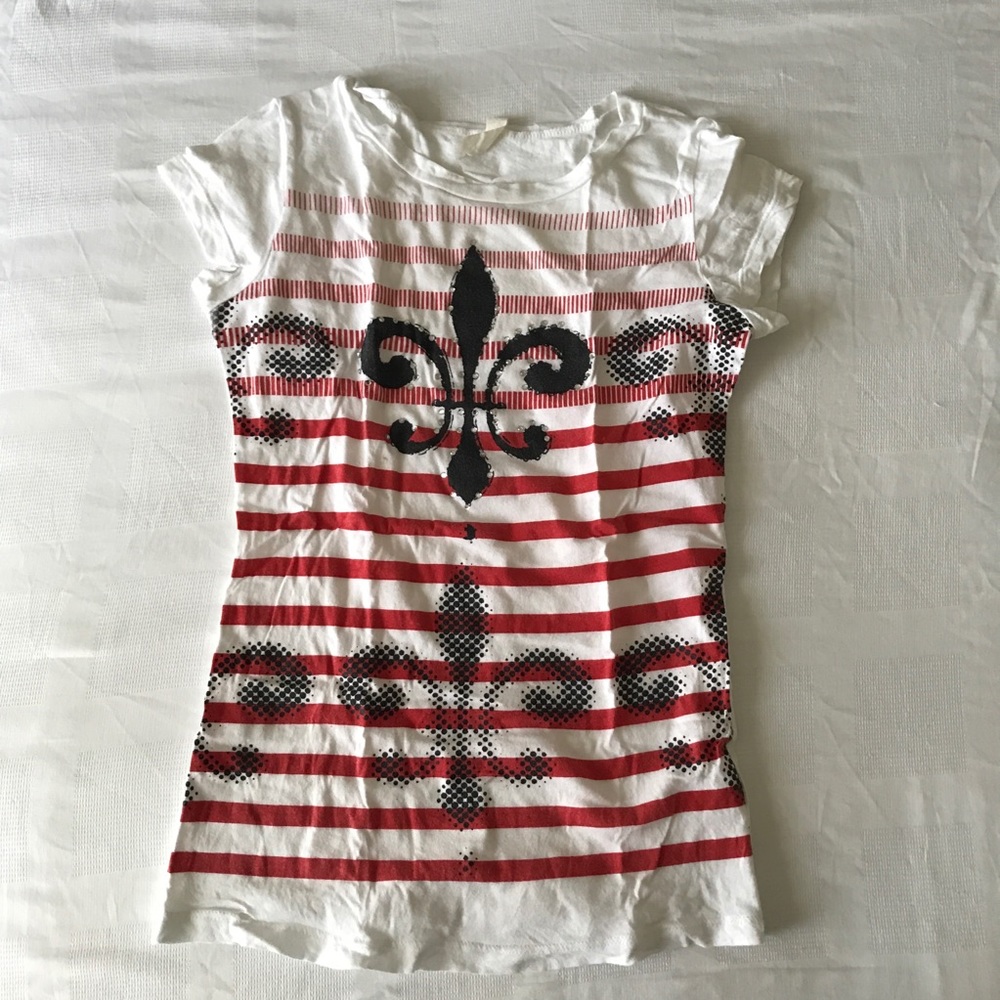 Fleur de lis Graphic Tee White Red